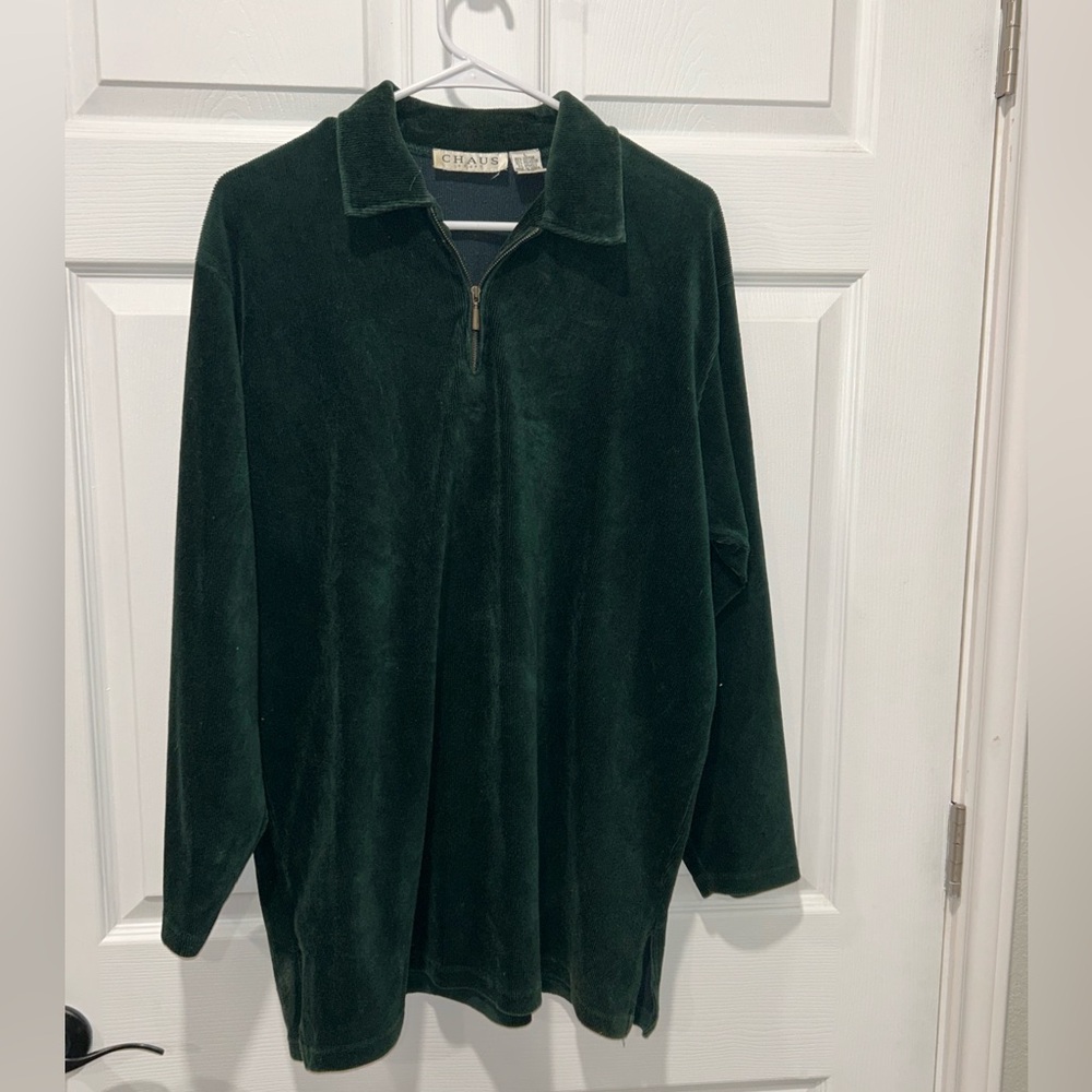 Chaus Sport Women’s Green 1/4 Zip Soft Pullover Size Large‎